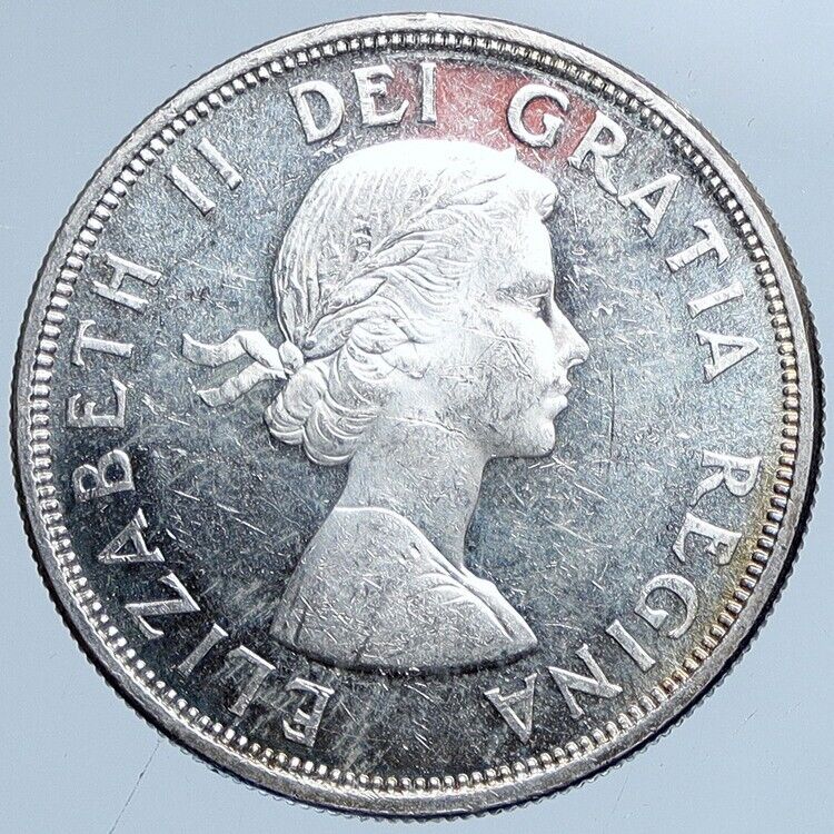 1964 CANADA Quebec Charlottetown Antique Genuine BIG SILVER Dollar Coin i114199