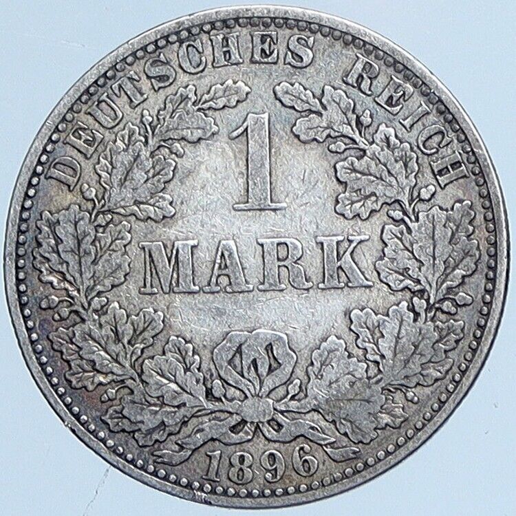 1896 A GERMANY WILHELM II Antique German Empire Silver Mark Coin Eagle i114195