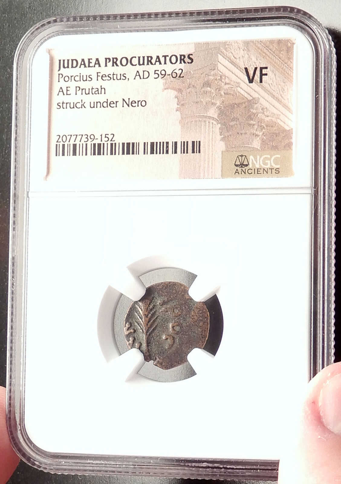 NERO Biblical JERUSALEM Roman Coin PORCIUS FESTUS St Paul Hend 1351 NGC i69605