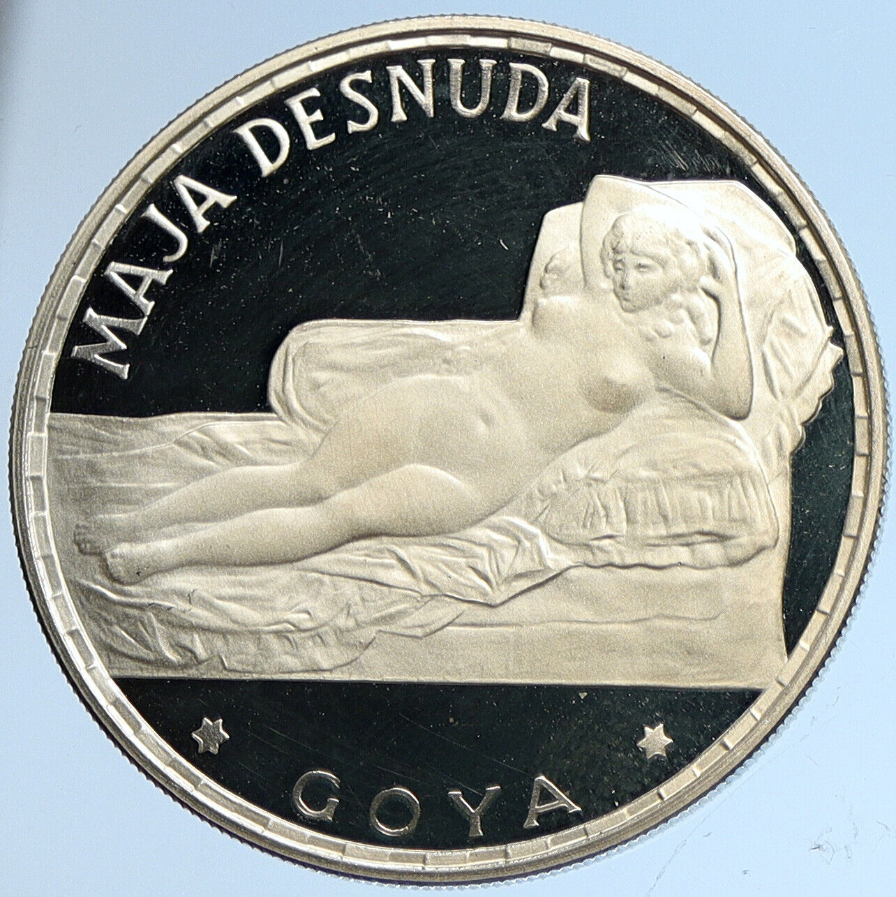 1970 EQUATORIAL GUINEA Goya Maja Desnuda Proof Silver 100 Pesetas Coin i113211