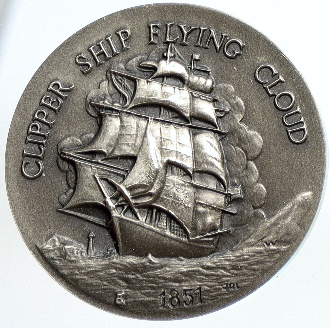 c.1970 LONGINES Clipper Ship Flying Cloud VINTAGE Sterling Silver Medal i113180