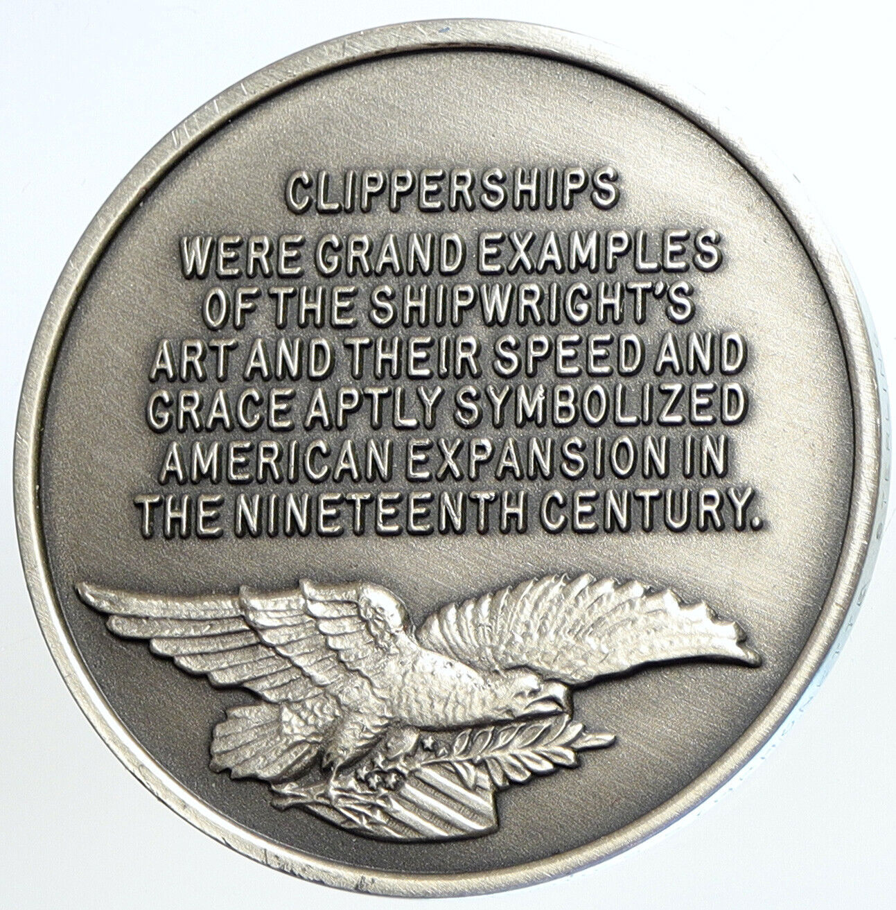 c.1970 LONGINES Clipper Ship Flying Cloud VINTAGE Sterling Silver Medal i113180