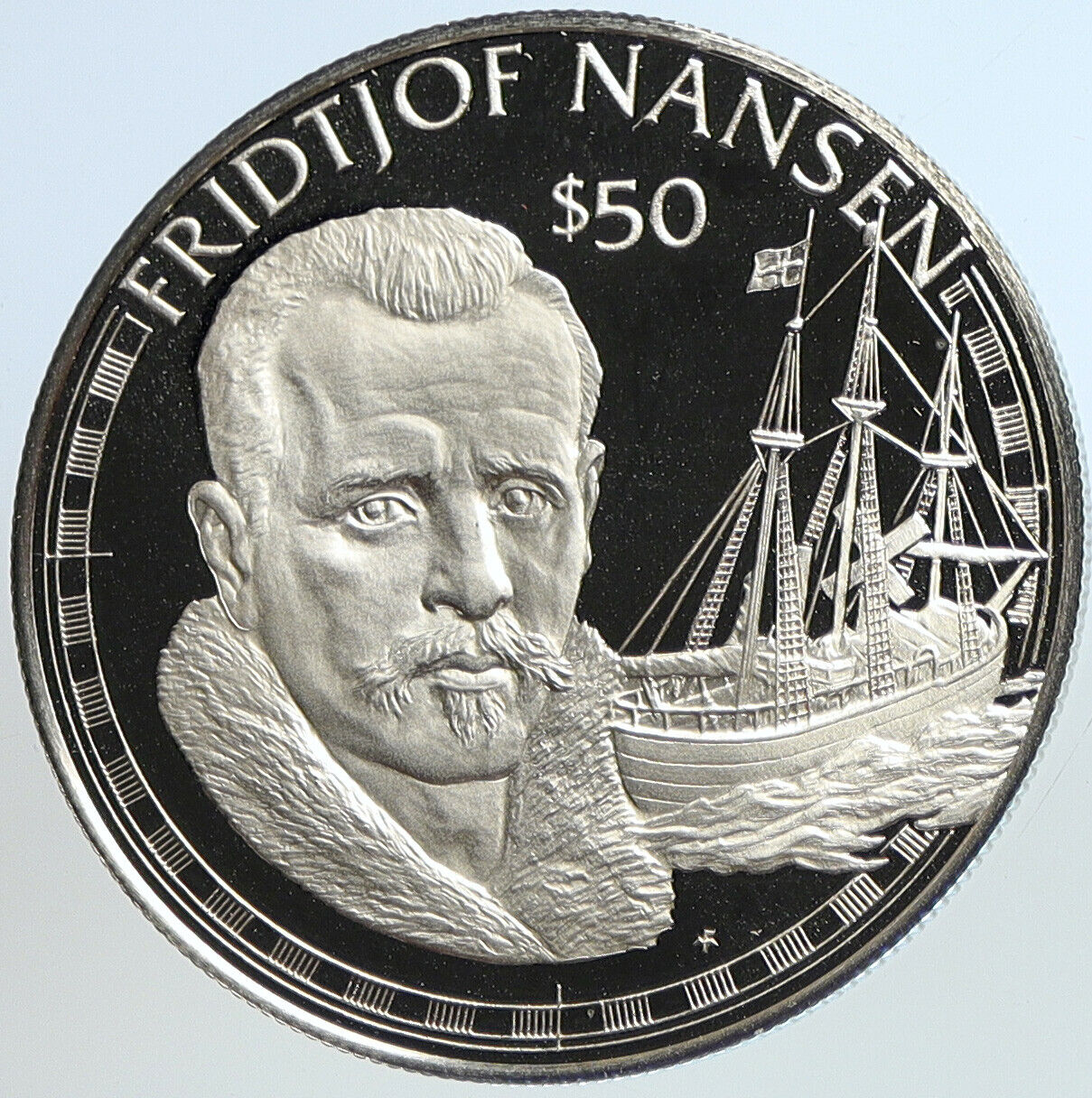 1988 COOK ISLANDS Elizabeth II w Fridtjof Nansen Proof Silver $50 Coin i113183