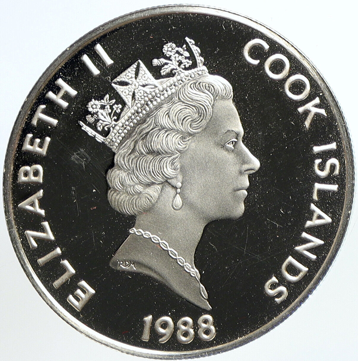 1988 COOK ISLANDS Elizabeth II w Fridtjof Nansen Proof Silver $50 Coin i113183