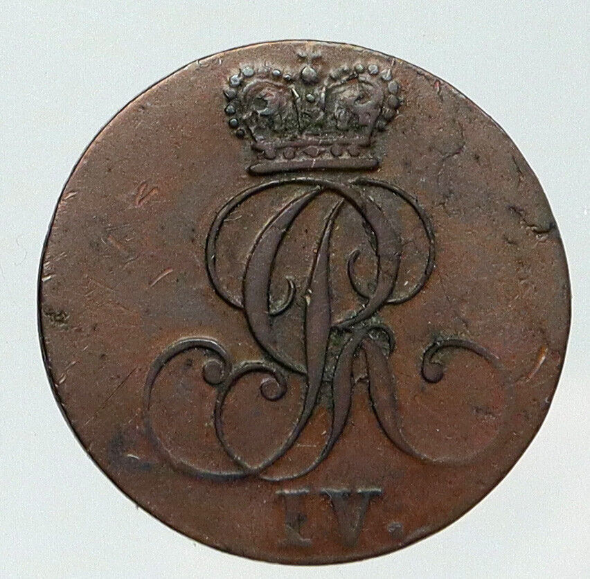1859A GERMAN STATES East Friesland BRITISH KING GEORGE IV 1/4 Stuber Coin i92093