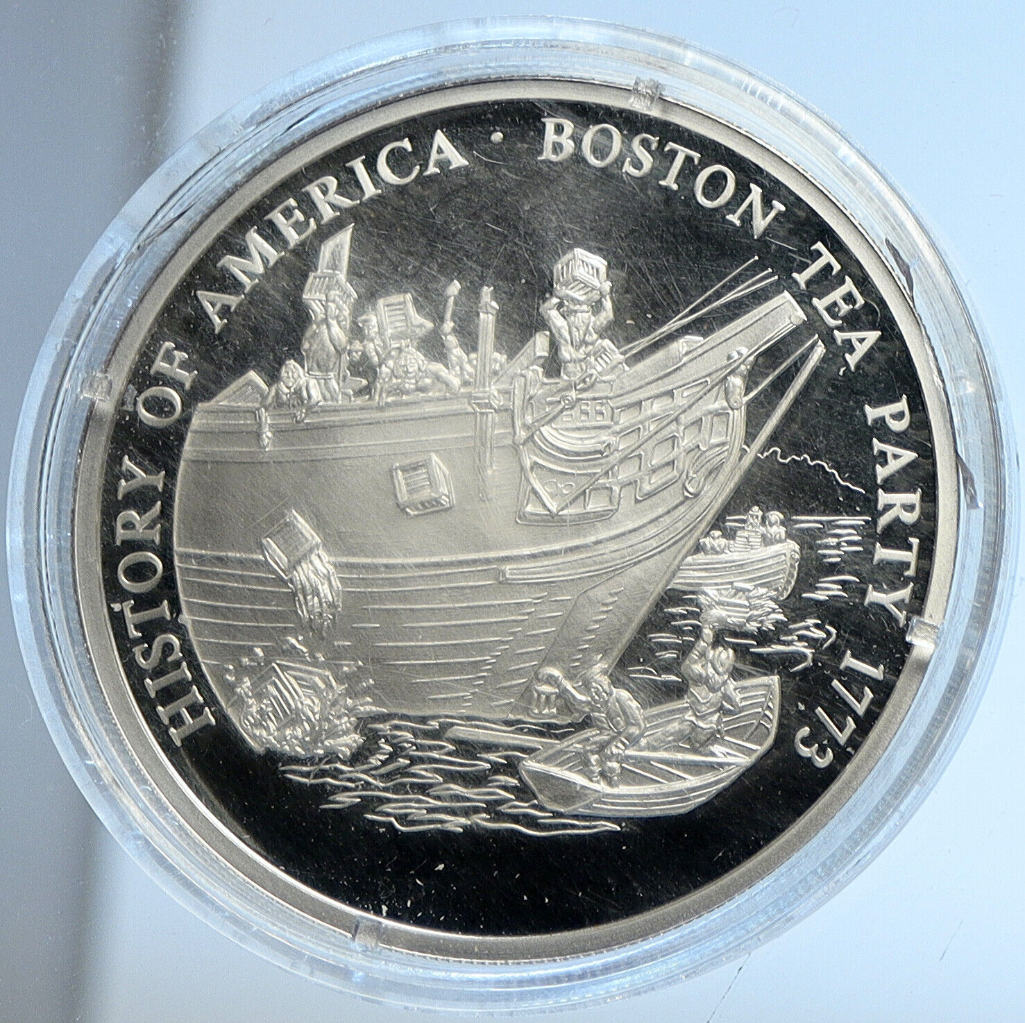 2000 LIBERIA American BOSTON TEA PARTY Tax Ship Proof Silver $20 Coin i113200