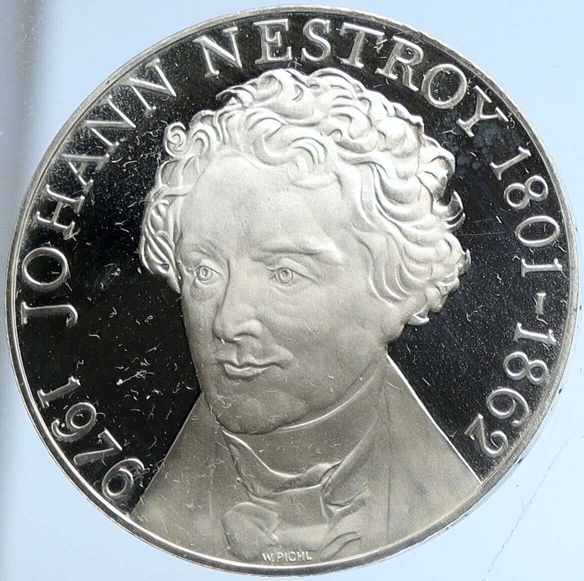 1976 AUSTRIA Musician Actor Johann Nestroy PRF Silver 100 Schilling Coin i113203