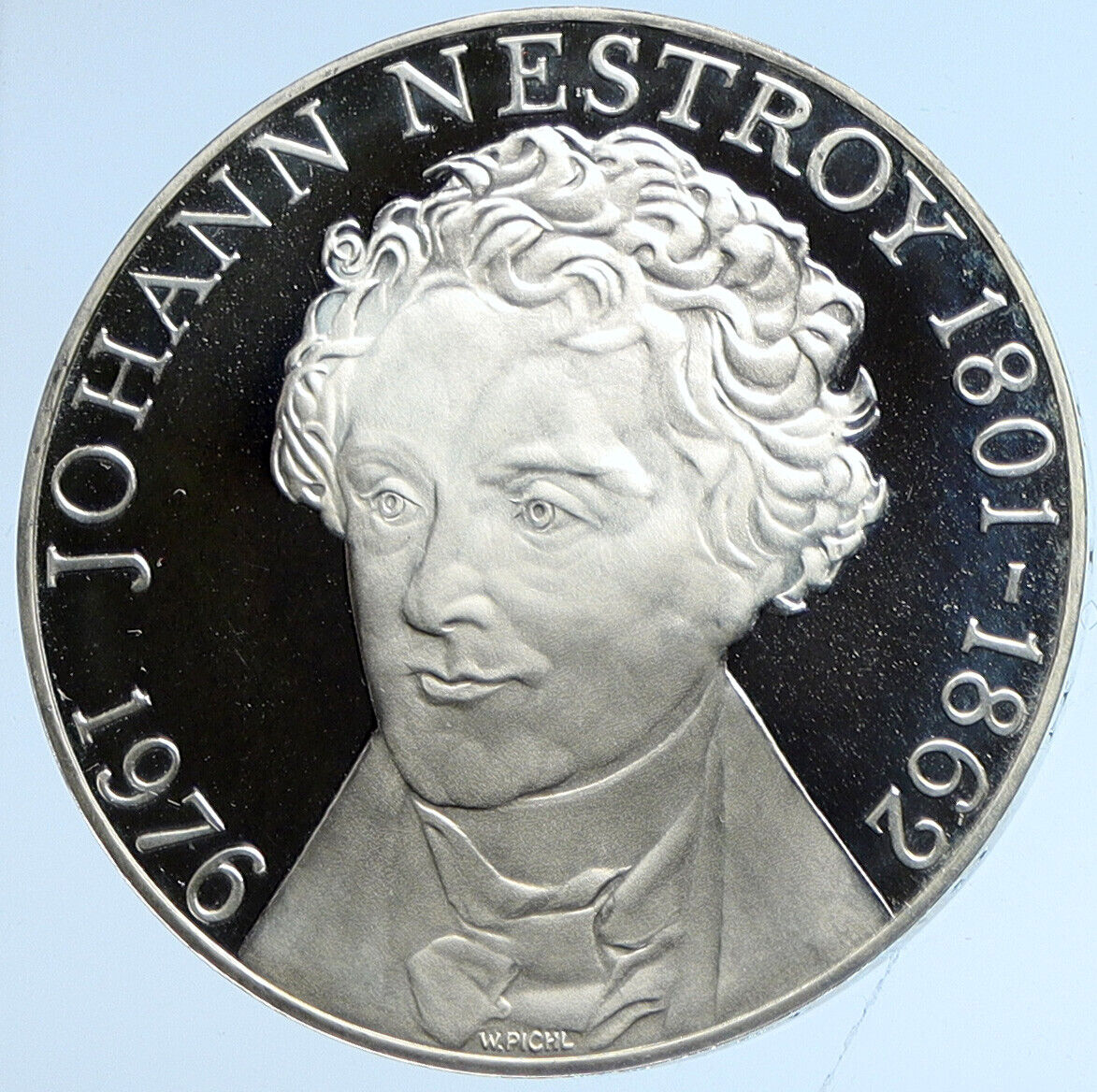 1976 AUSTRIA Musician Actor Johann Nestroy PRF Silver 100 Schilling Coin i113206