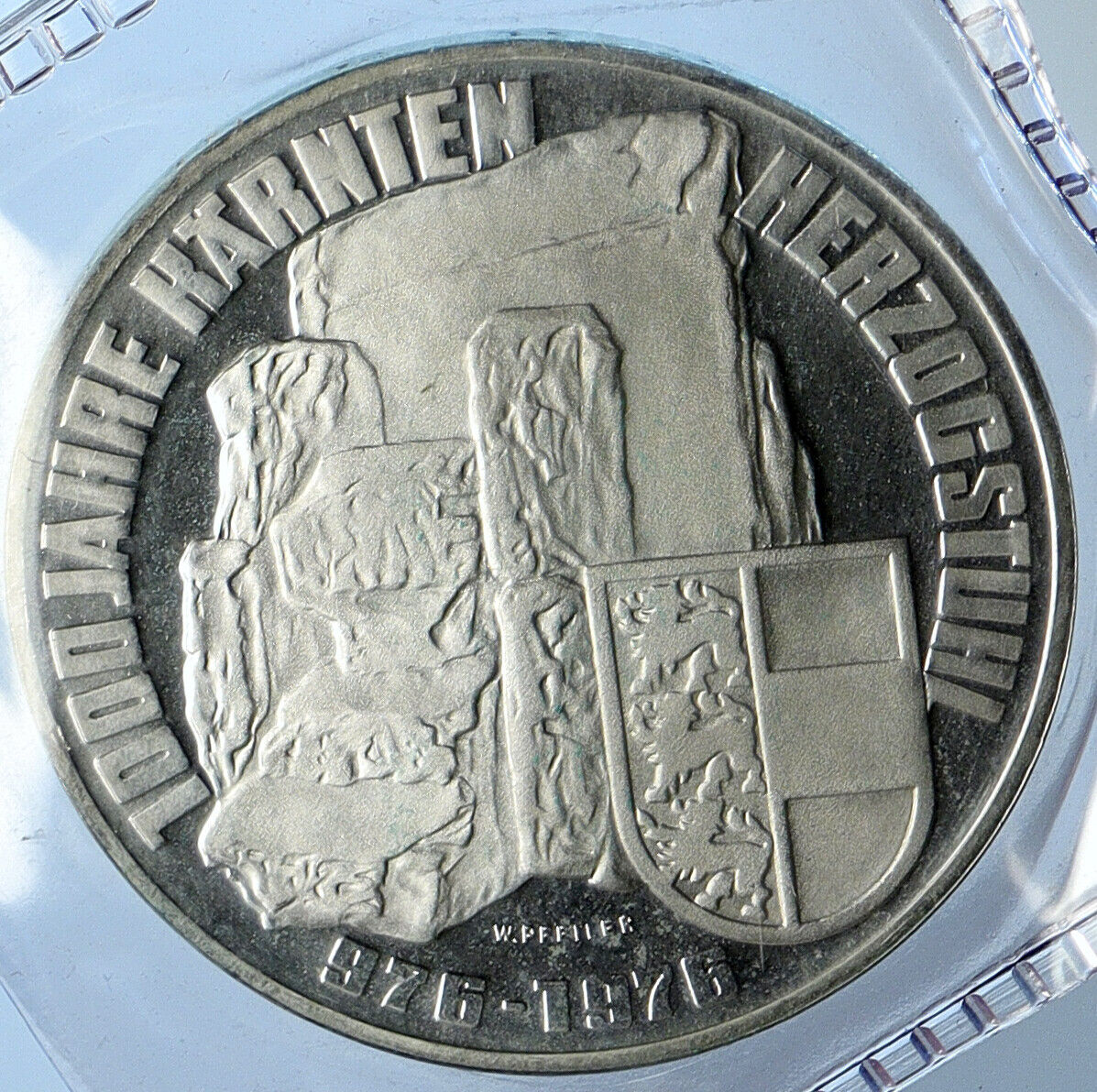 1976 AUSTRIA Carinthia Monument Stones Proof Silver 100 Schilling Coin i113194