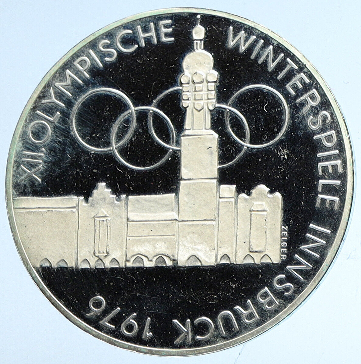 1976 Innsbruck WINTER Olympics AUSTRIA Proof Silver 100 Schilling Coin i113204