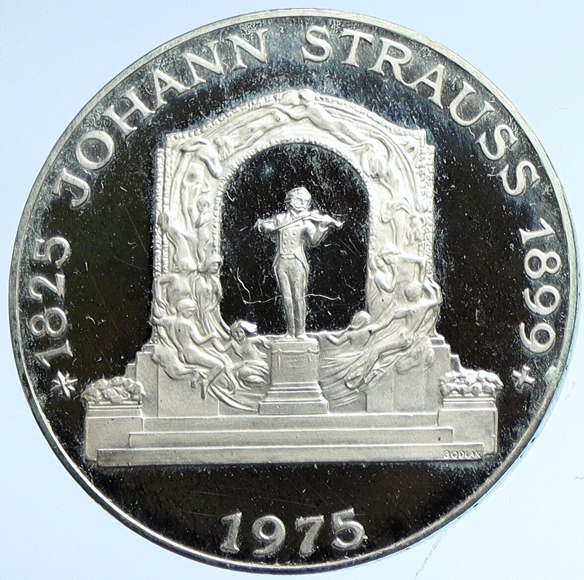 1975 AUSTRIA Johann Strauss Composer OLD Proof Silver 100 Shilling Coin i113199