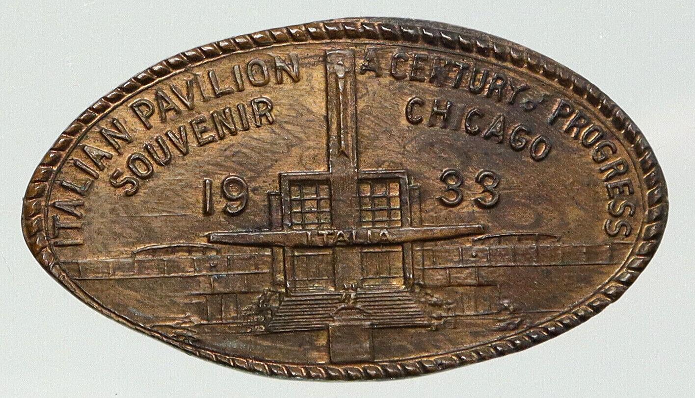 1933 United States USA Chicago WORLD's FAIR Italian Century VINTAGE Medal i92029