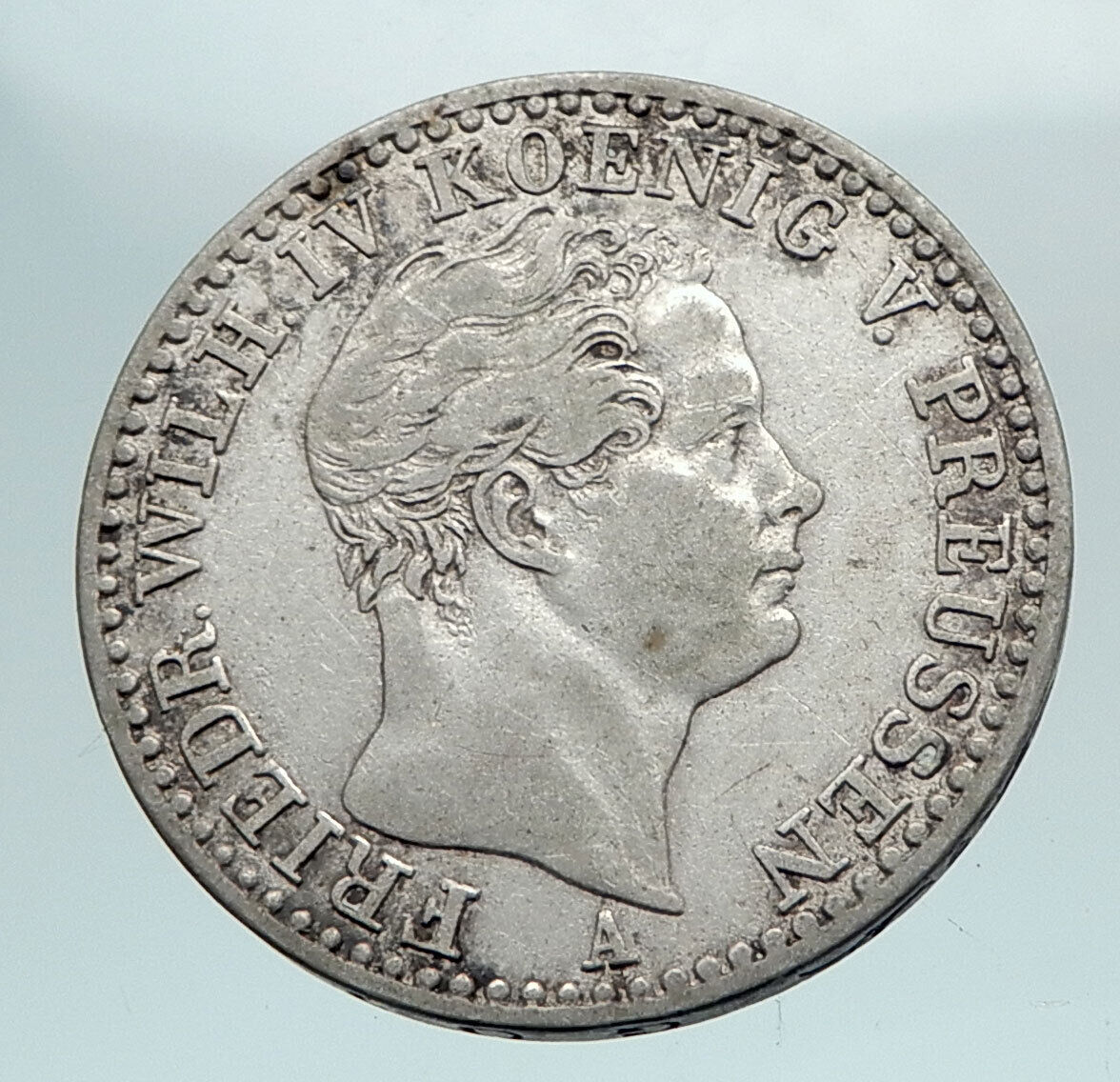 1849 A PRUSSIA Germany w King Friedrich Wilhelm IV Silver 1/6 Thaler Coin i80163