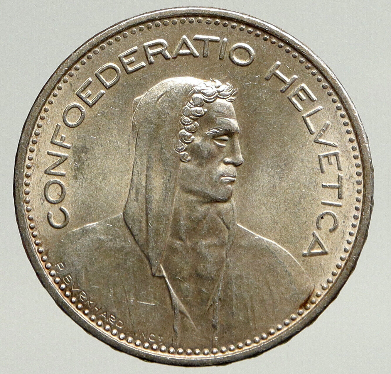 1965 B Switzerland Founding HERO WILLIAM TELL 5 Francs Silver Swiss Coin i93324