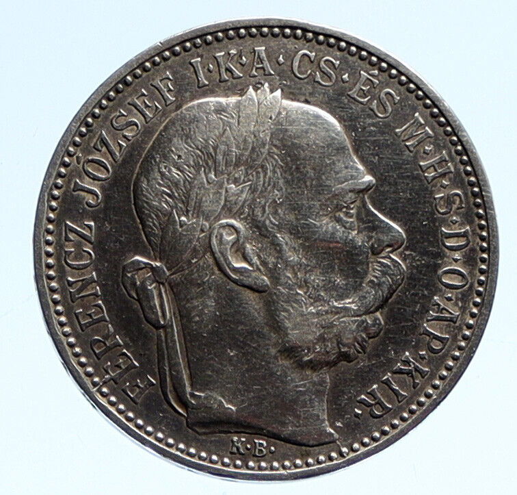 1893 HUNGARY w King Franz Joseph I Hungarian Antique Silver Korona Coin i96094