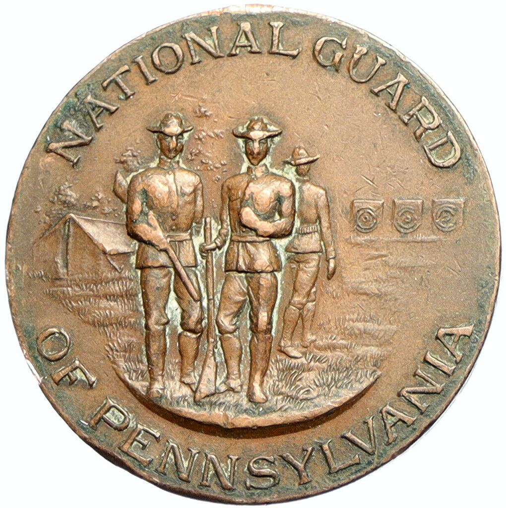 1914 USA PENN National Guard Governor John Tener MARKSMAN Shooting Medal i102178