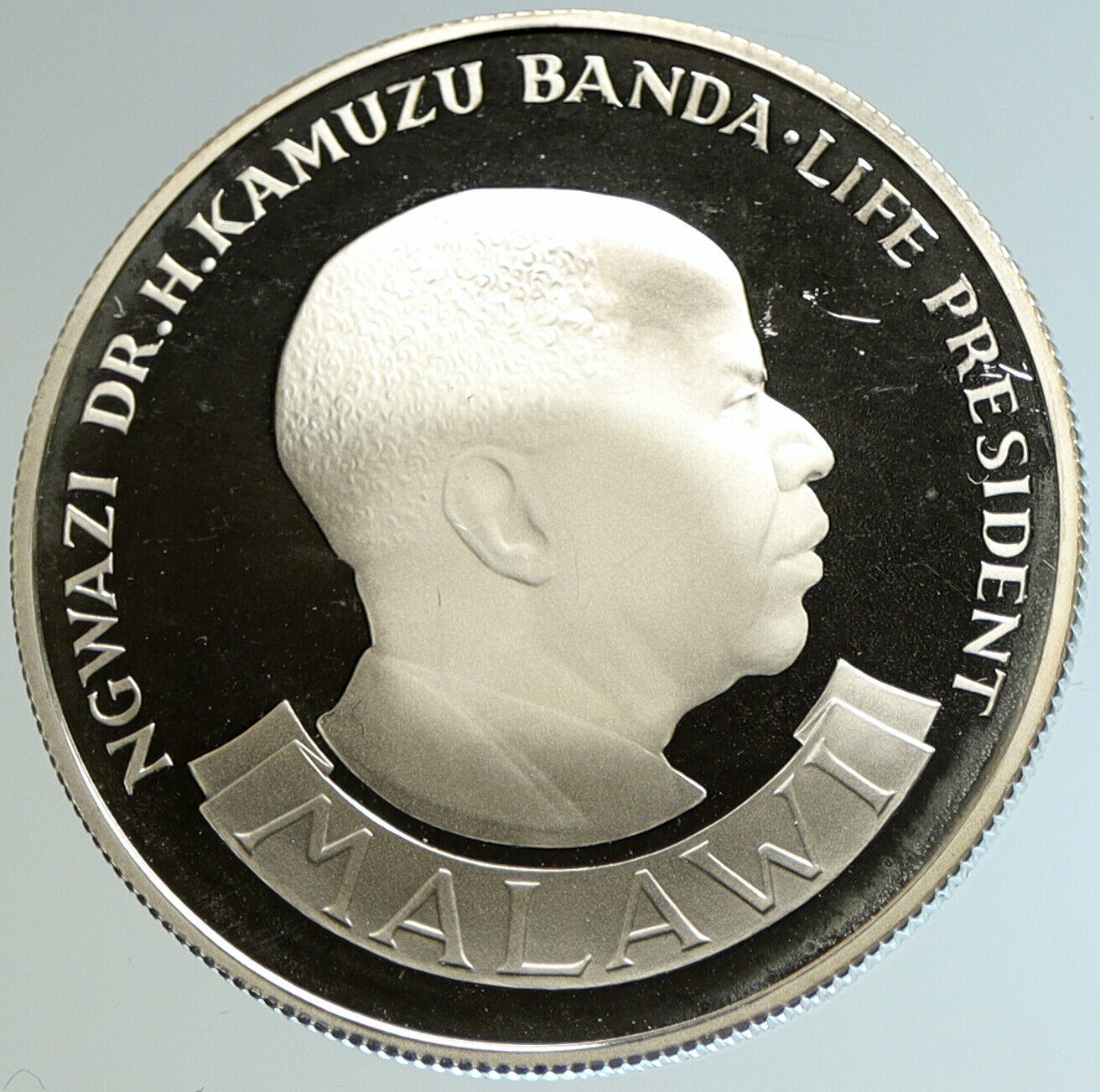 1974 MALAWI President Ngwazi Kamuzu Banda Proof Silver 10 Kwacha Coin i104604
