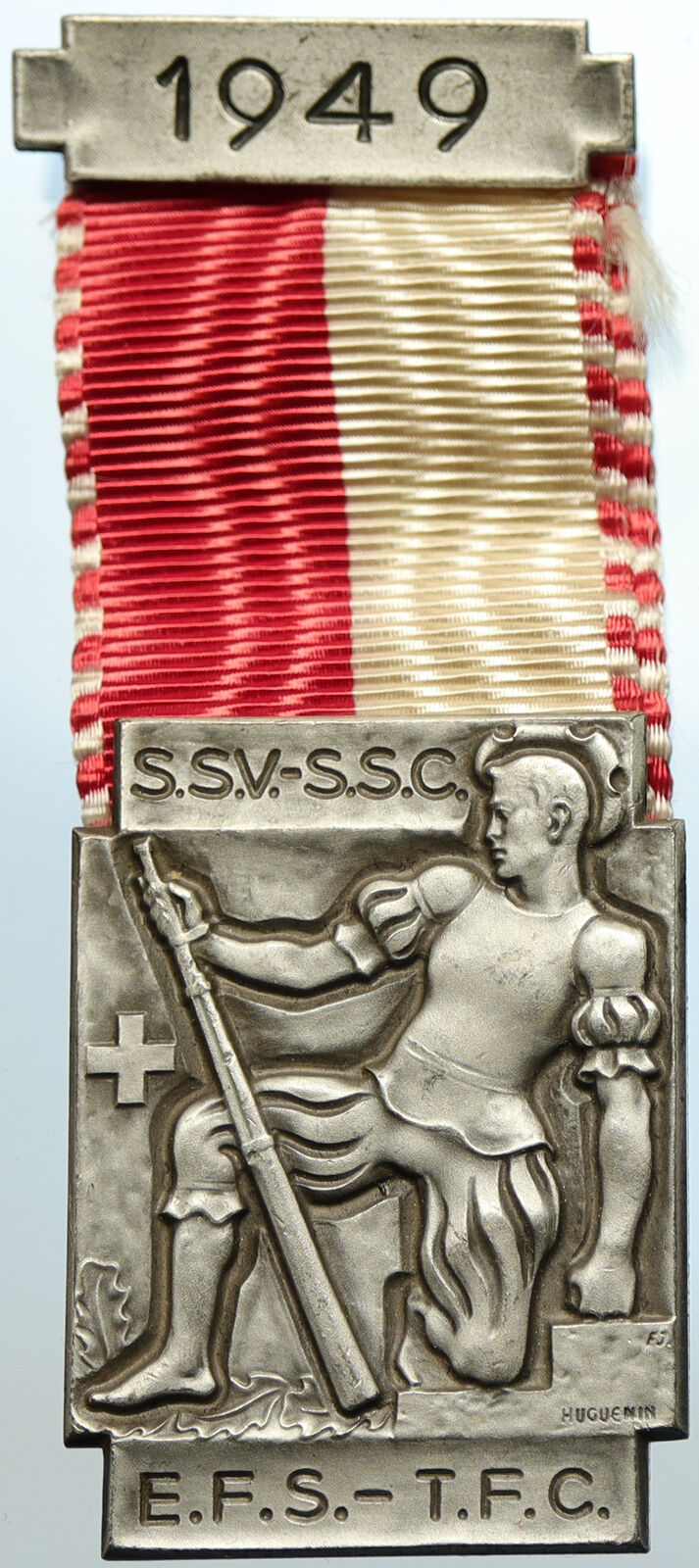 1949 SWITZERLAND Shooting Festival VINTAGE Old Swiss Ribbon Award Medal i105330