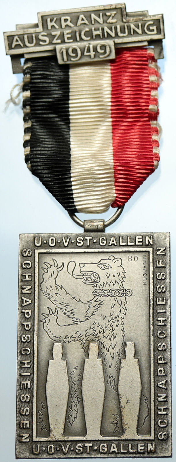 1949 SWITZERLAND Shooting Festival VINTAGE Swiss Ribbon OLD Award Medal i105323