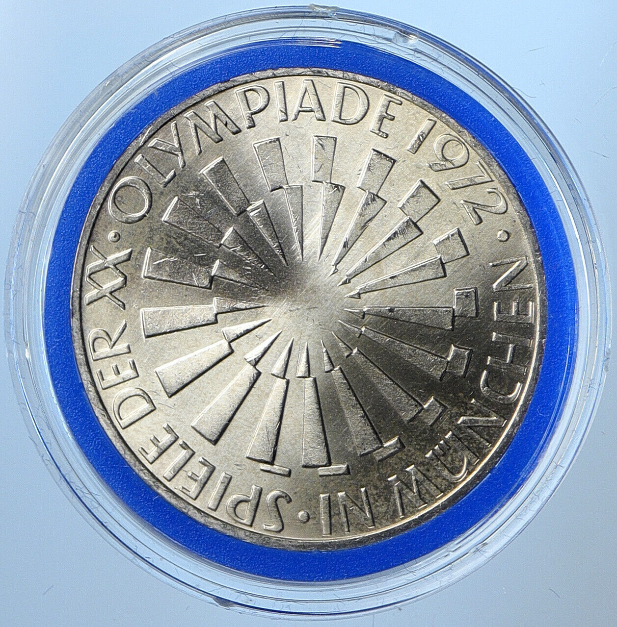 1972G Germany Munich Summer Olympic Games SPIRAL BU Silver 10 Mark Coin i109663
