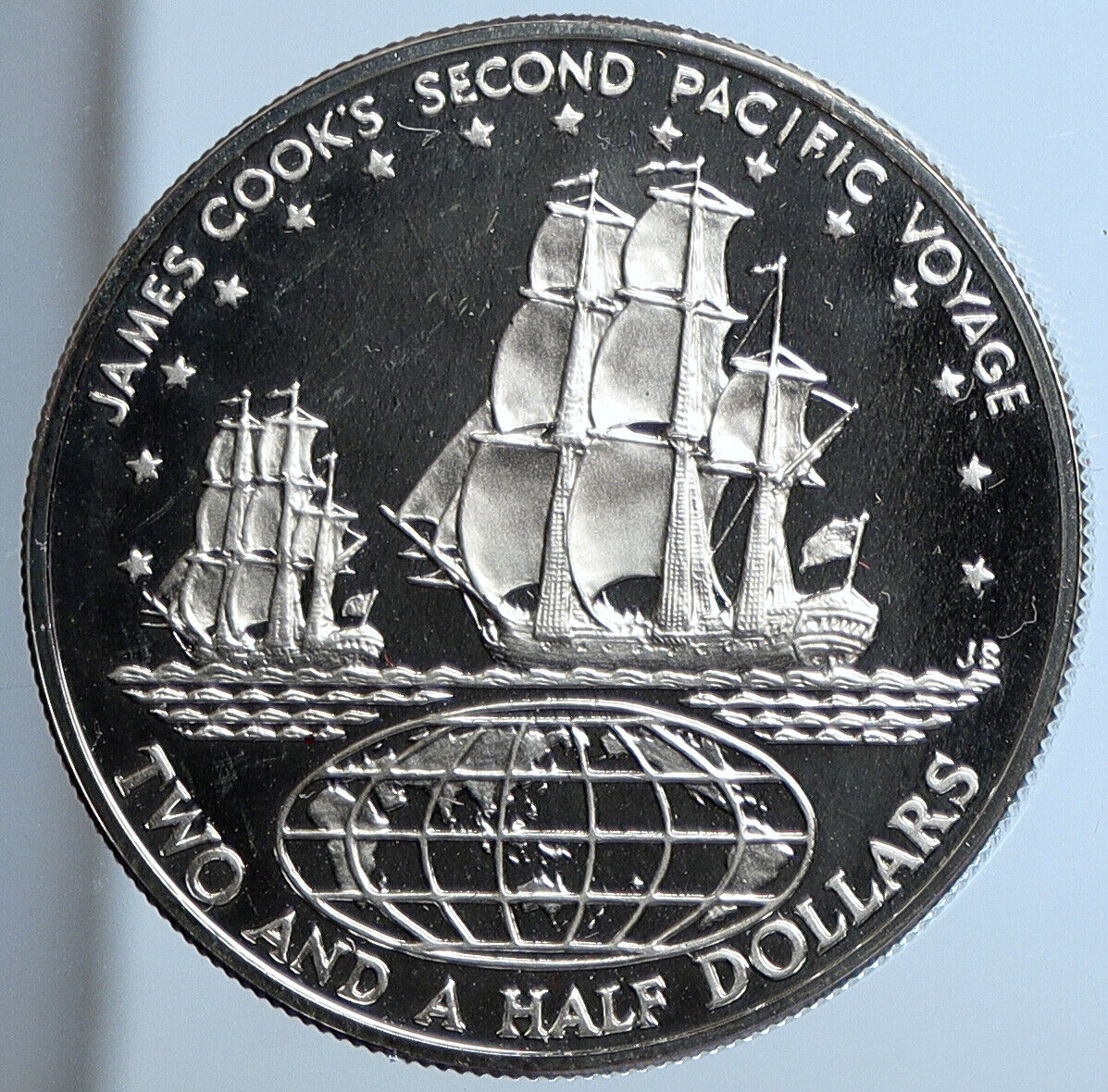 1973 COOK ISLANDS Elizabeth II James Cook PRF Silver 2 1/2 Dollar Coin i111398