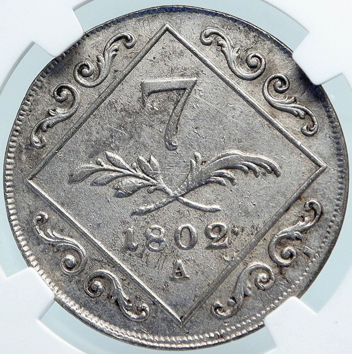 1802 A AUSTRIA Emperor Franz II ANTIQUE Silver 7Kreuzer Austrian Coin NGC i87857