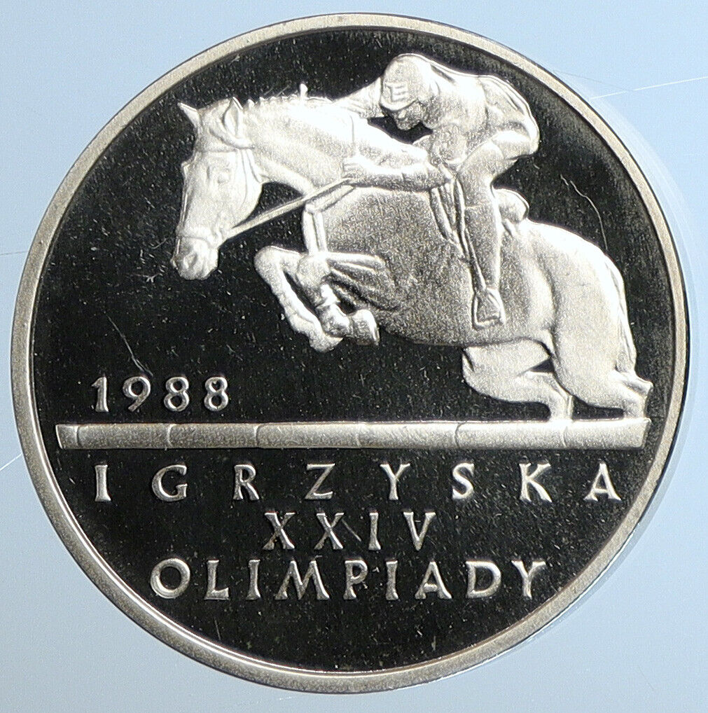 1987 POLAND XXIV Olympics 1988 Equestiran Proof Silver 500 Zlotych Coin i111425