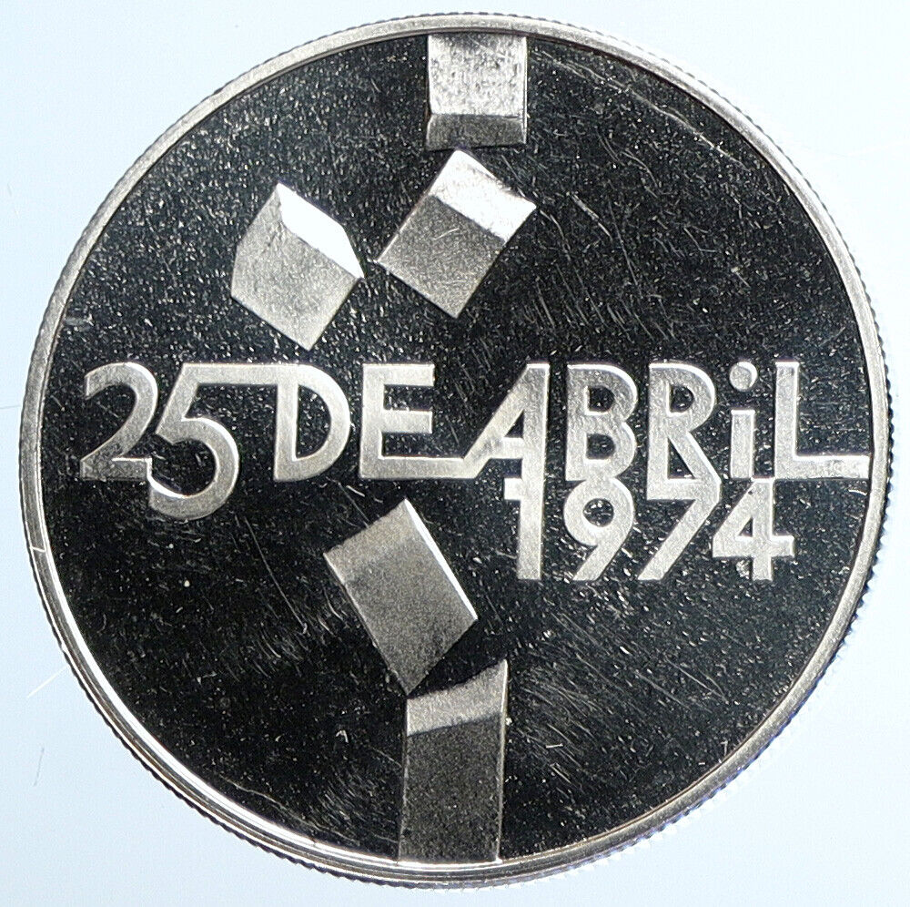 1974 PORTUGAL April 25 Carnation Revolution PRF Silver 100 Escudos Coin i111440