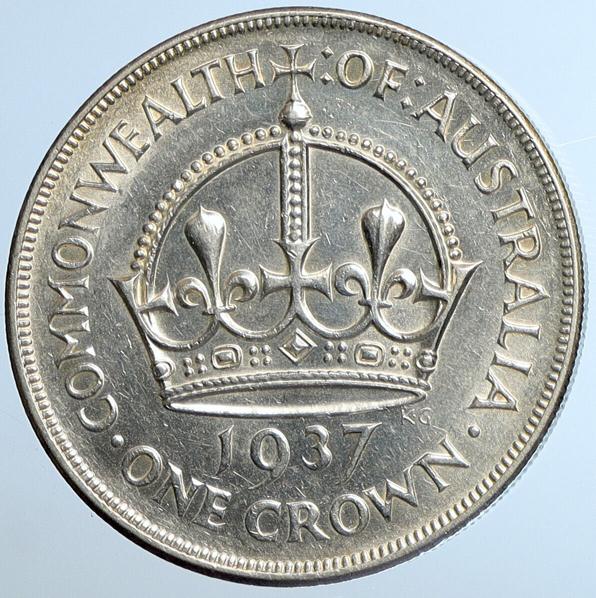 1937 AUSTRALIA - Big SILVER CROWN Coin - Great Britain UK King George VI i111434