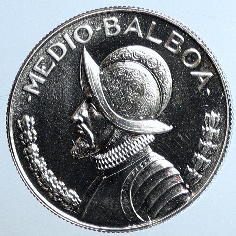 1967 PANAMA Spanish Conquistador Hero OLD Silver 1/2 HALF BALBOA Coin i111439