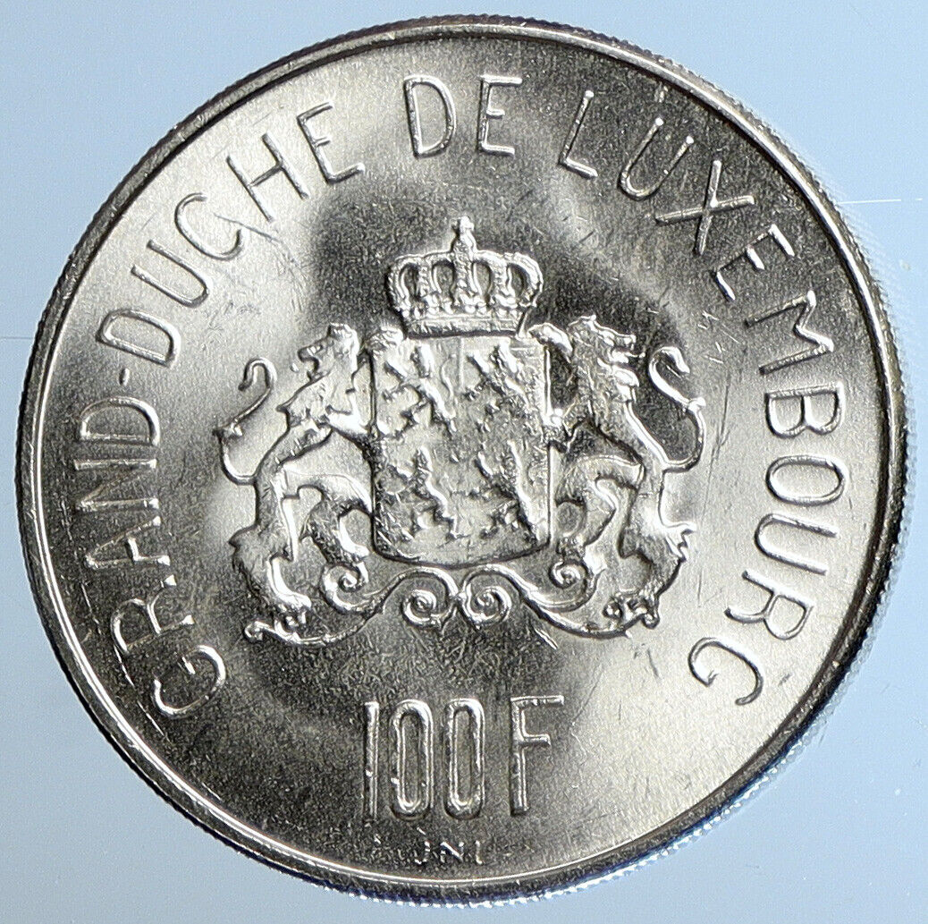 1963 LUXEMBOURG Dutchess Charlotte John the Blind Silver 100 Francs Coin i111431