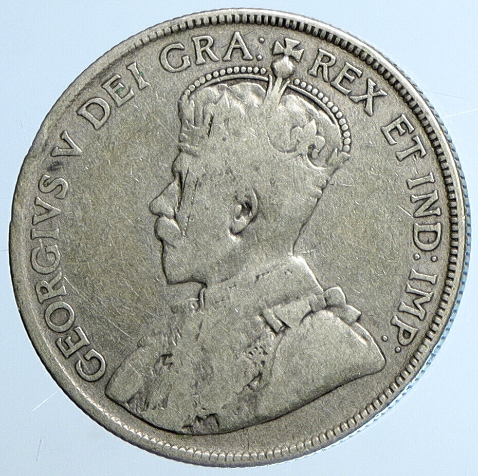 1929 CANADA UK King George V Genuine Antique SILVER 50 CENTS Coin i111437