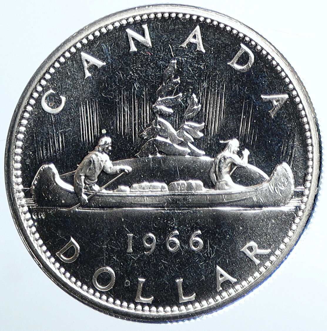 1966 CANADA w UK Queen Elizabeth II Voyagers Genuine Silver Dollar Coin i111446
