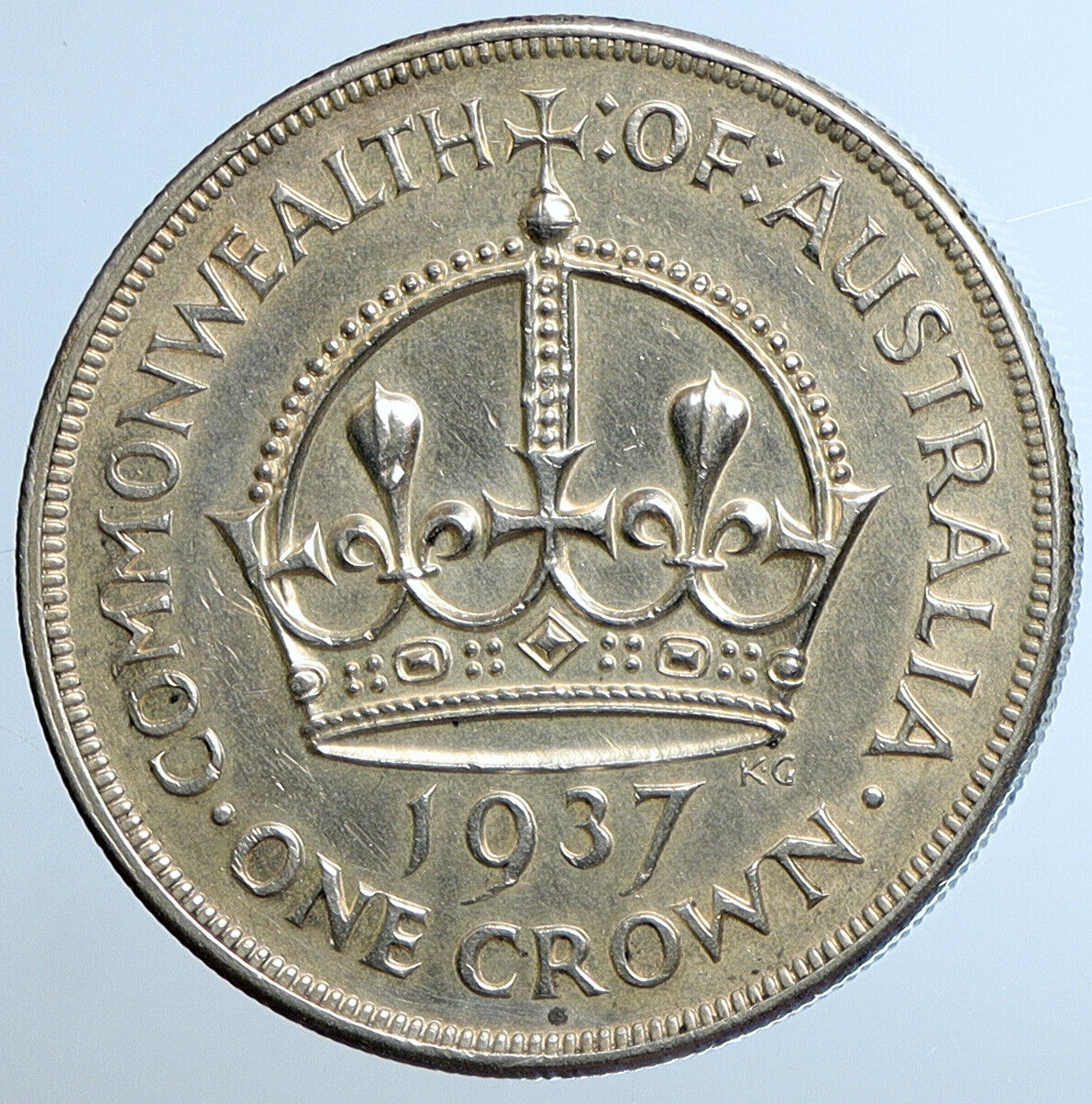 1937 AUSTRALIA - Big SILVER CROWN Coin - Great Britain UK King George VI i111449