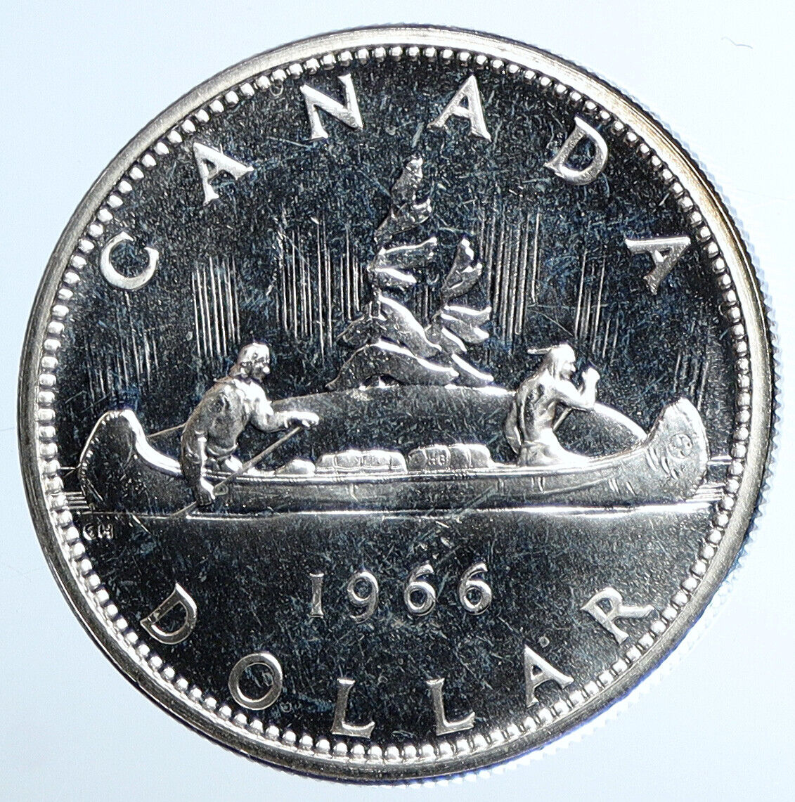 1966 CANADA w UK Queen Elizabeth II Voyagers Genuine Silver Dollar Coin i111445