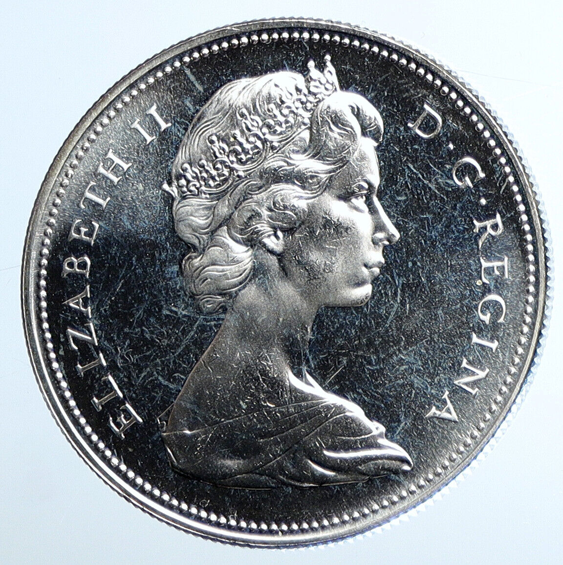1966 CANADA w UK Queen Elizabeth II Voyagers Genuine Silver Dollar Coin i111445