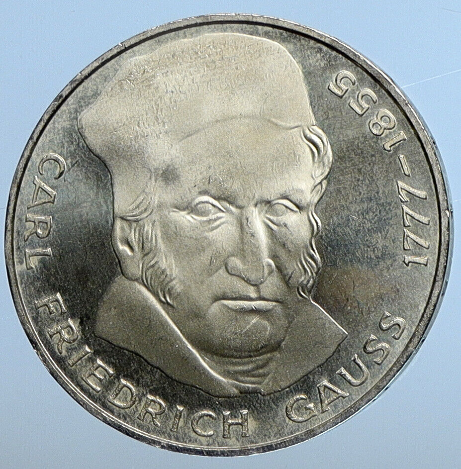 1977 J GERMANY Carl Friedrich Gauss Vintage Silver 5 Mark German Coin i111273