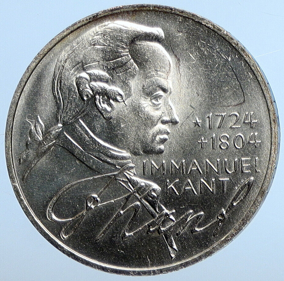 1974 D GERMANY Immanuel Kant Philosopher OLD Silver German 5 Mark Coin i111275