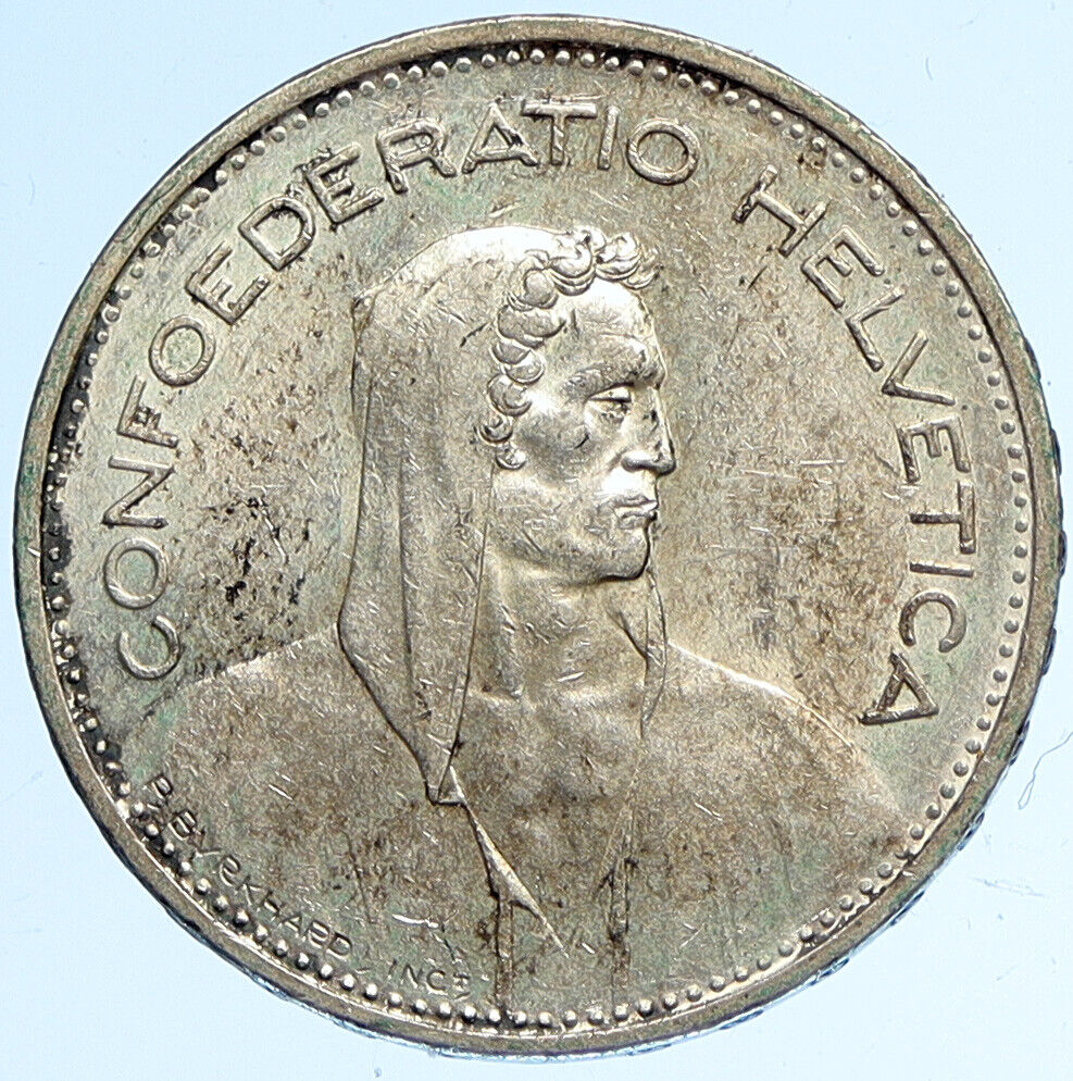 1951 Switzerland Founding HERO WILLIAM TELL 5 Francs Silver Swiss Coin i112857