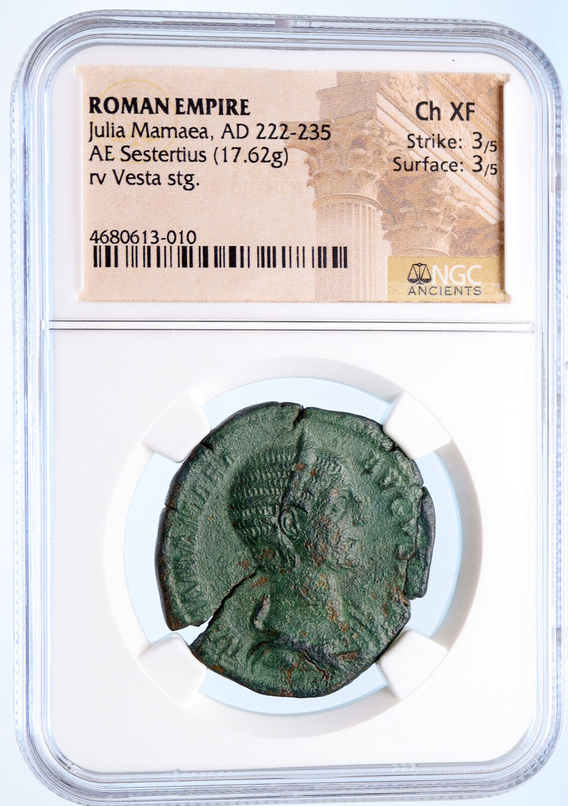 JULIA MAMAEA Severus Alexander MOTHER Sestertius Roman Coin VESTA NGC i67811