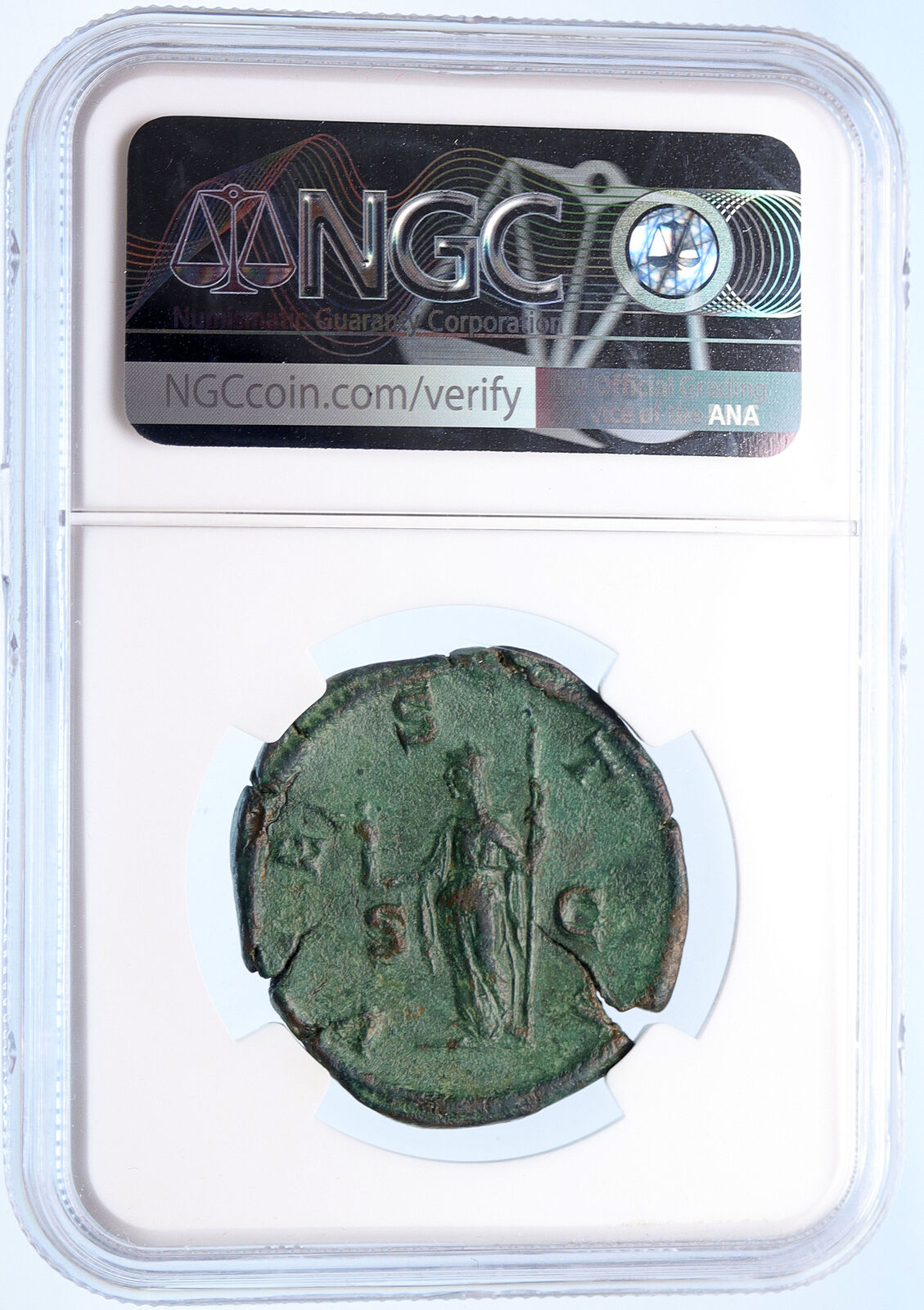 JULIA MAMAEA Severus Alexander MOTHER Sestertius Roman Coin VESTA NGC i67811