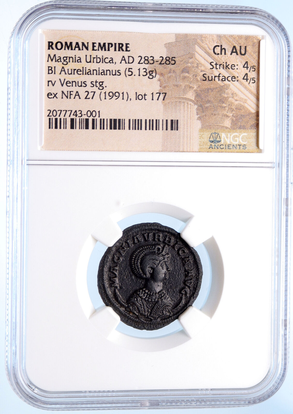 MAGNIA URBICA Carinus Wife Authentic Ancient 283AD Roman Coin VENUS NGC i68147