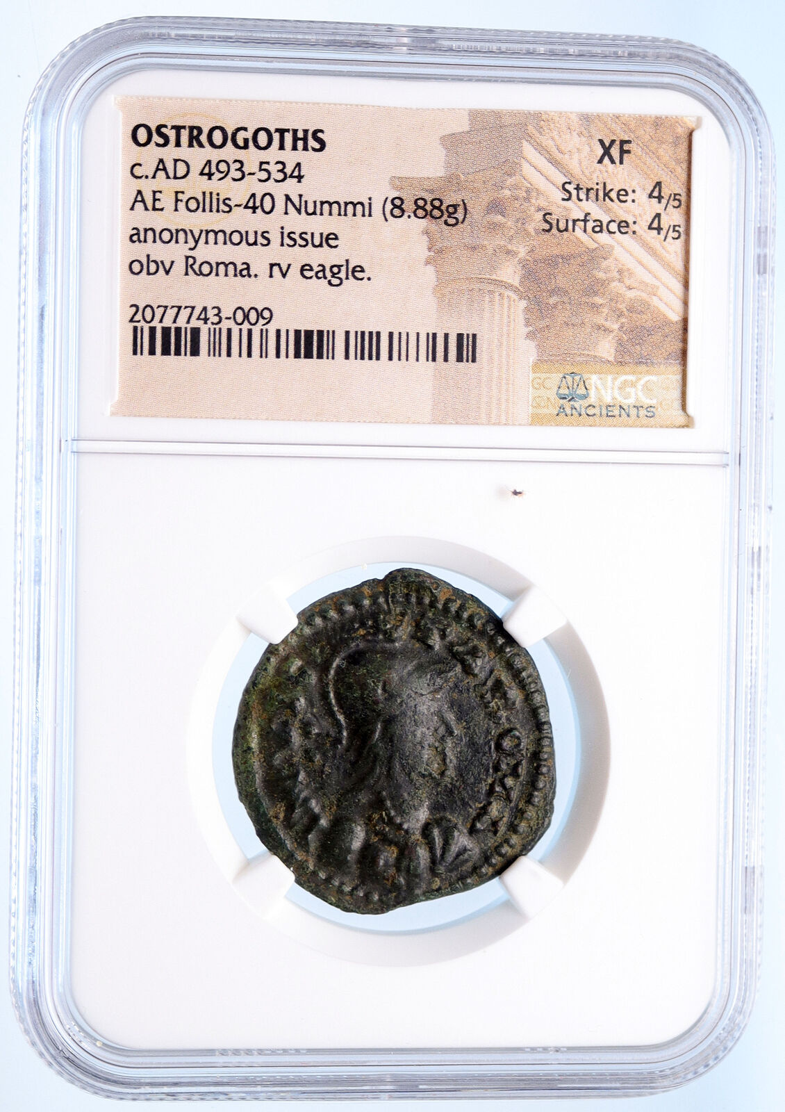 OSTROGOTHS Municipal Coinage of ROME Ancient 493AD Roman Style Coin NGC i68157