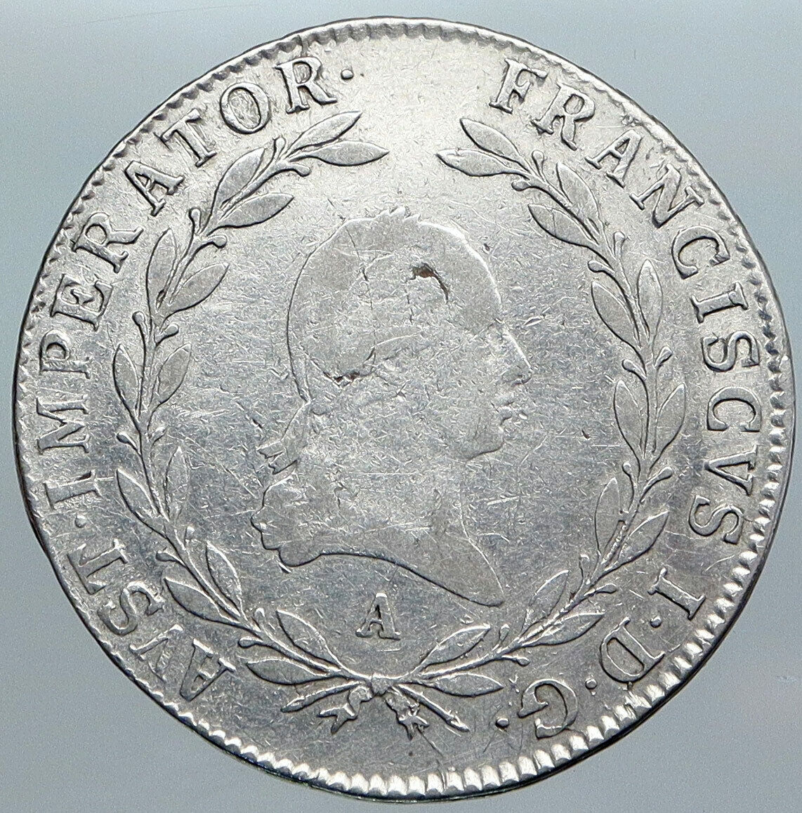 1809 AUSTRIA w King FRANCIS I (II) Antique VINTAGE Silver 20 Kreuzer Coin i88982