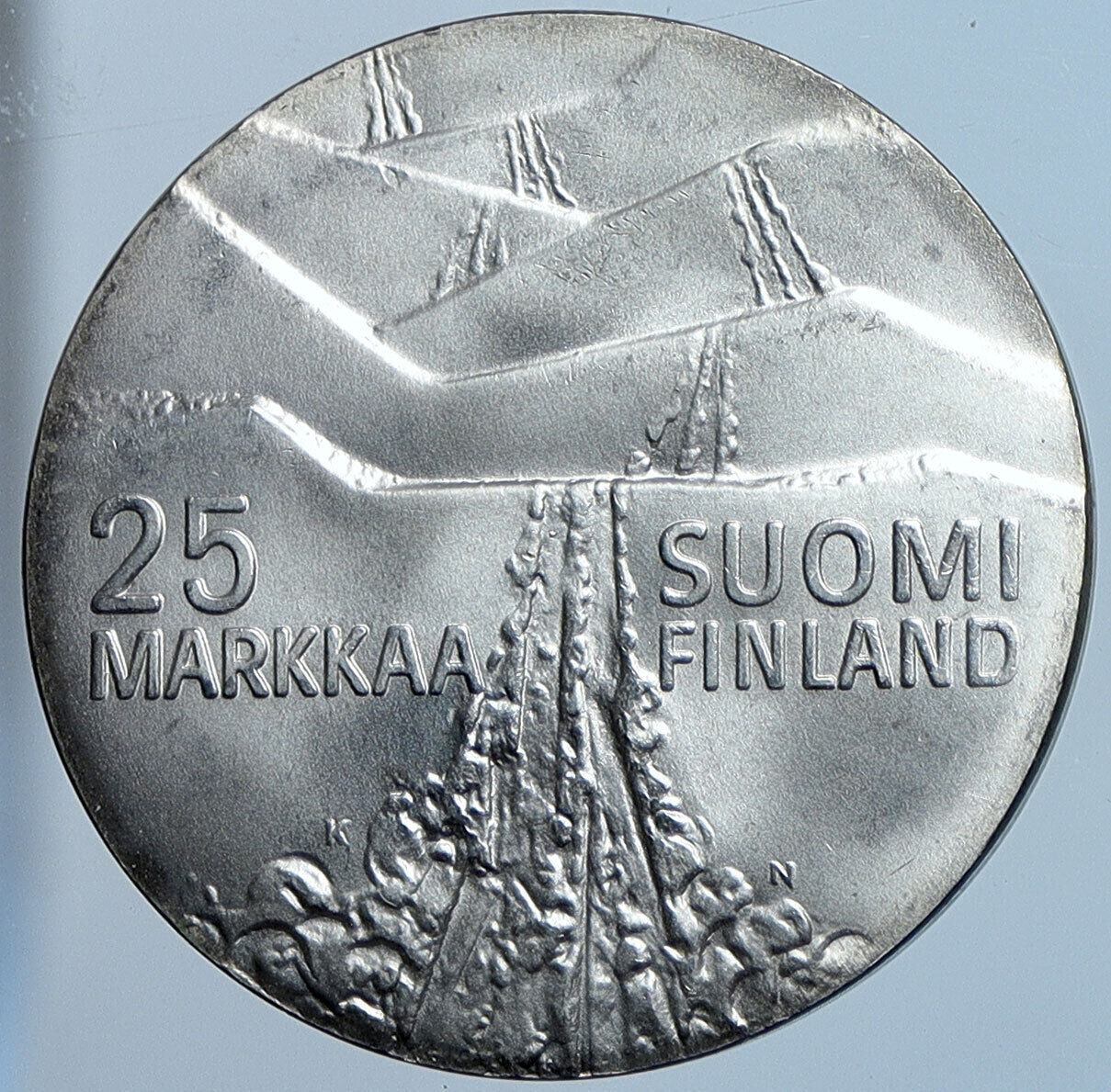 1978 FINLAND European Athletic Games TRACK Old Silver 25 Markkaa Coin i114551