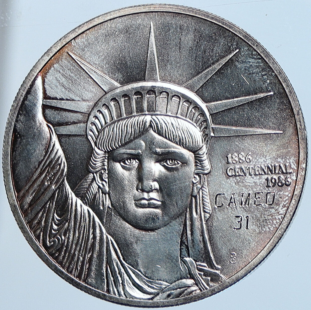 1986 UNITED STATES Ellis Island Statue of Liberty Trade Silver OZ Coin i114559