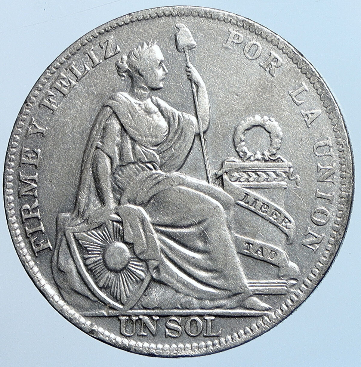 1925 PERU South America 1 SOL Antique BIG Original Silver Peruvian Coin i114548