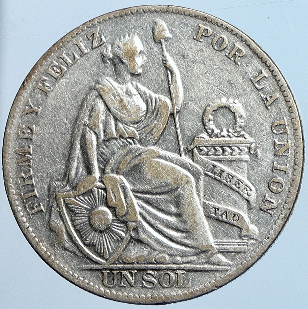 1934 PERU South America 1 SOL Antique BIG Original Silver Peruvian Coin i114543