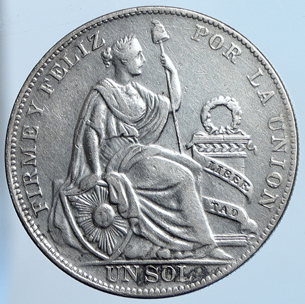 1934 PERU South America 1 SOL Antique BIG Original Silver Peruvian Coin i114546