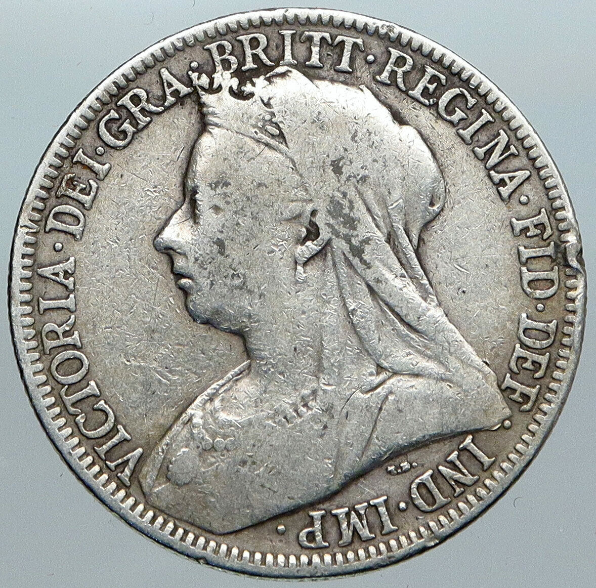 1901 UK Great Britain Kingdom QUEEN VICTORIA 3 Shields Silver Florin Coin i88962